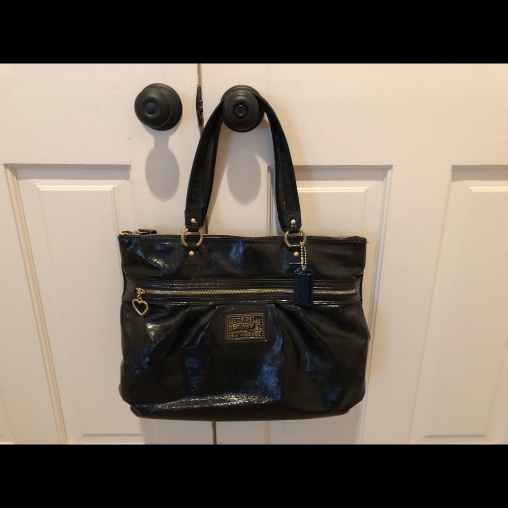 Black Coach patent handbag
